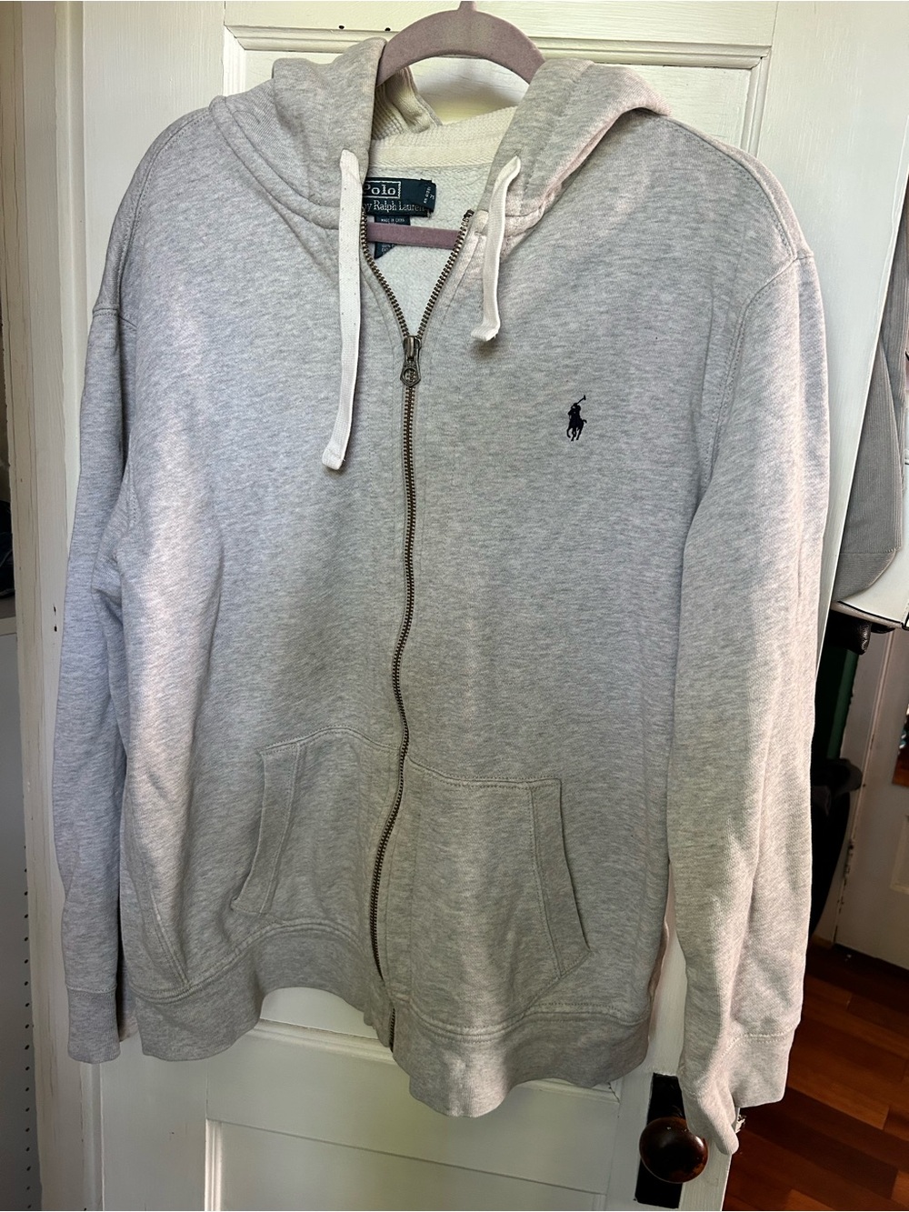 Ralph Lauren Light Gray Full-Zip Hoodie Sweatshirt
